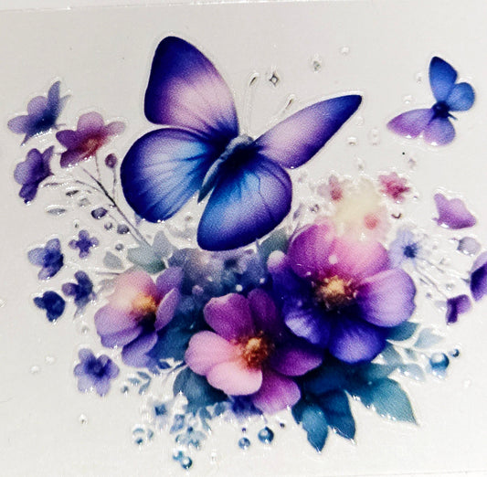 Butterfly floral small clear UV DTF decal