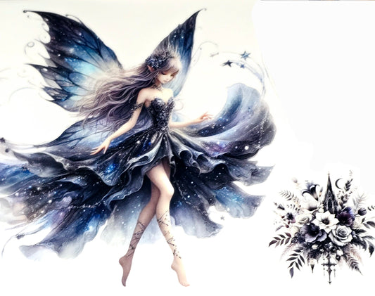 Mystical blue fairy xl clear UV DTF