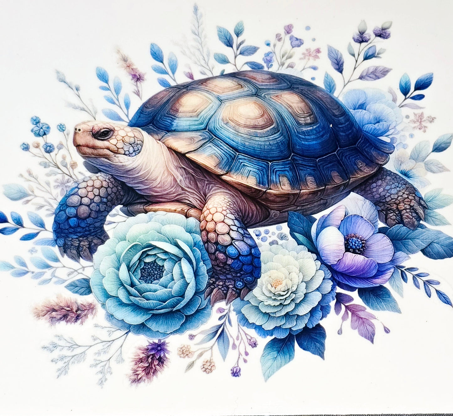 Floral turtles xl clear UV DTF