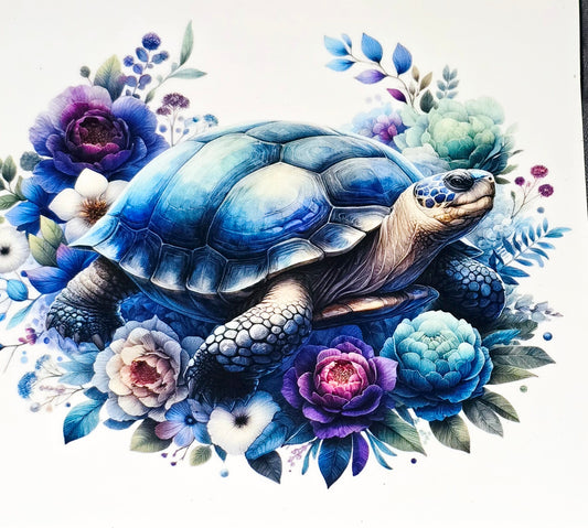 Floral turtles xl clear UV DTF