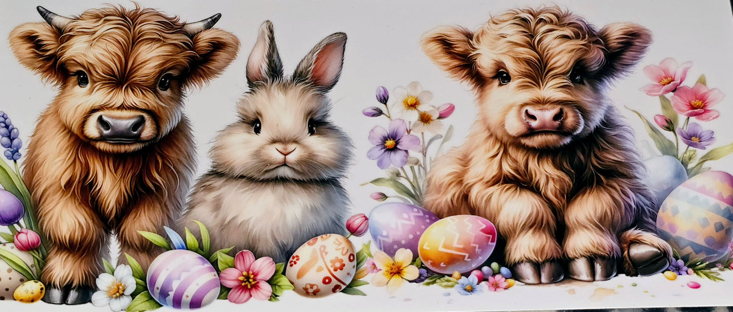 Fluffy cow easter 16 oz clear uv dtf decal wrap