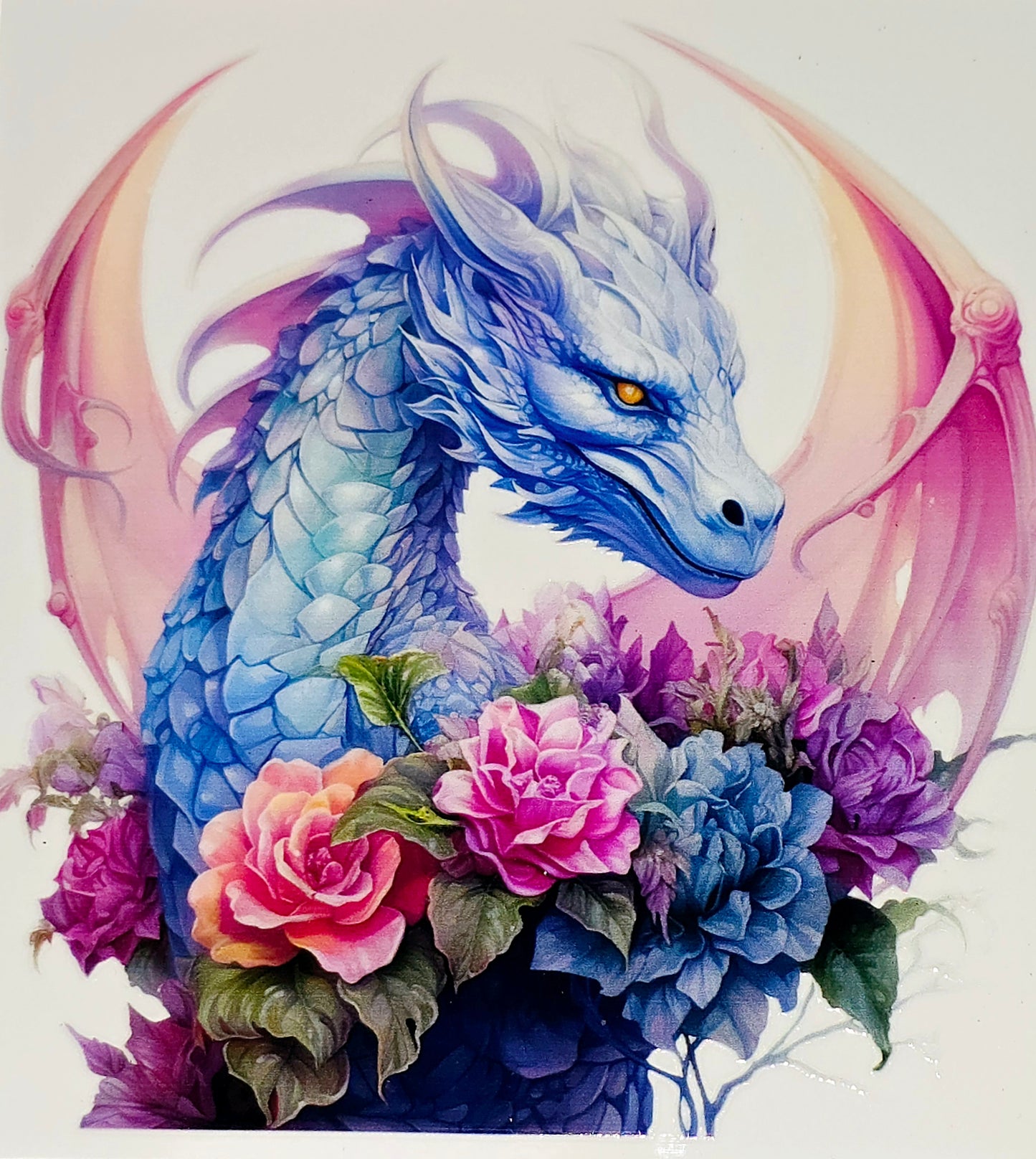 Pastel and rainbow dragon xl clear UV DTF