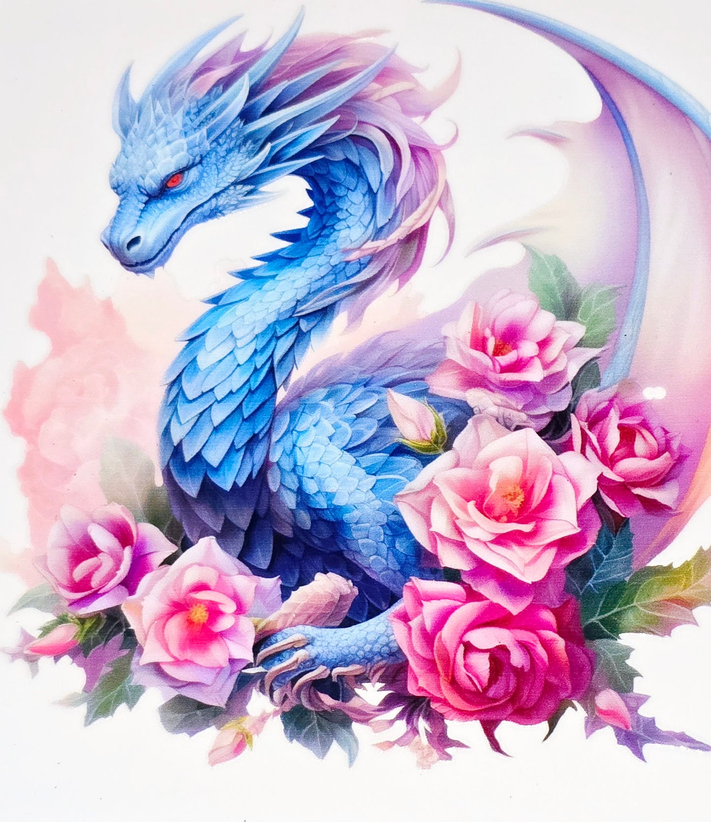 Pastel and rainbow dragon xl clear UV DTF