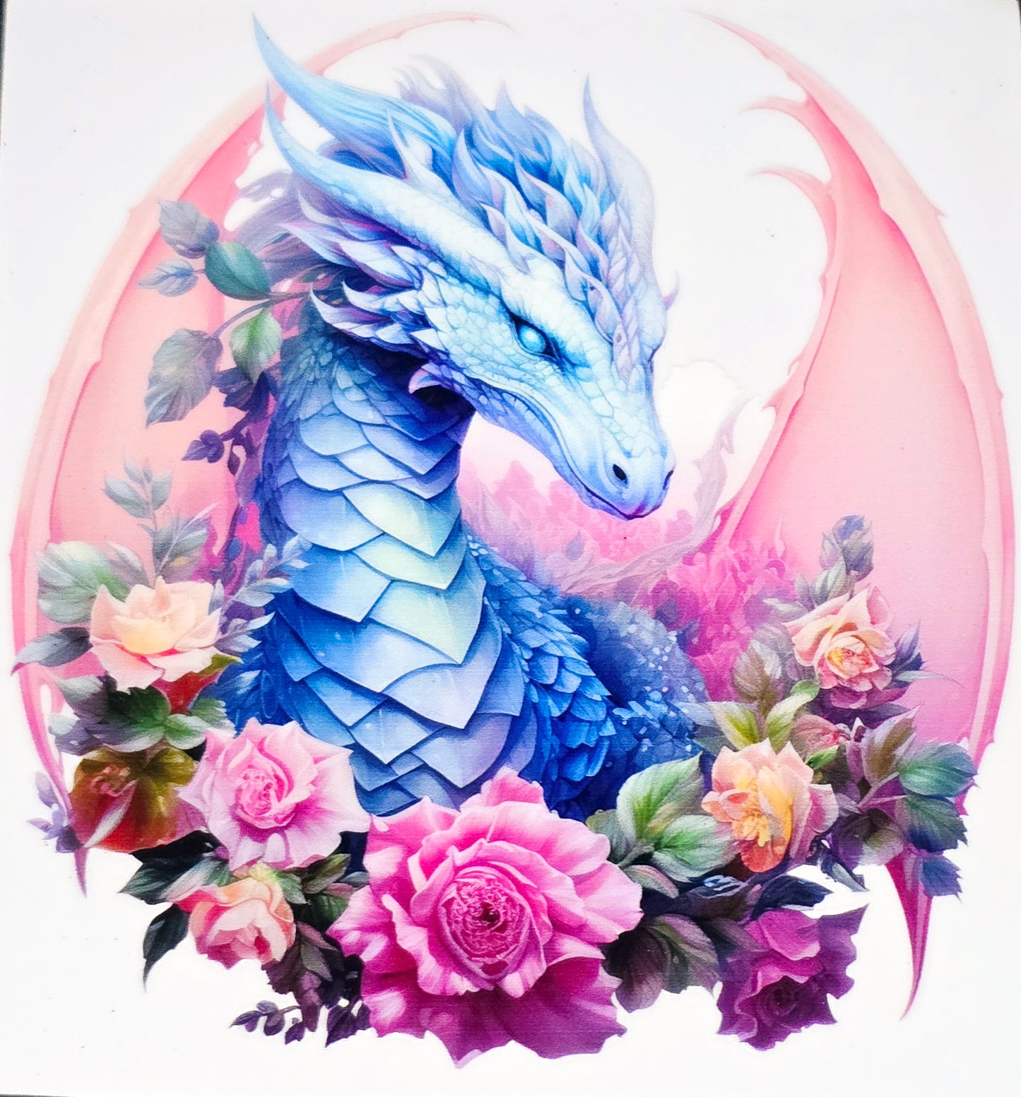 Pastel and rainbow dragon xl clear UV DTF