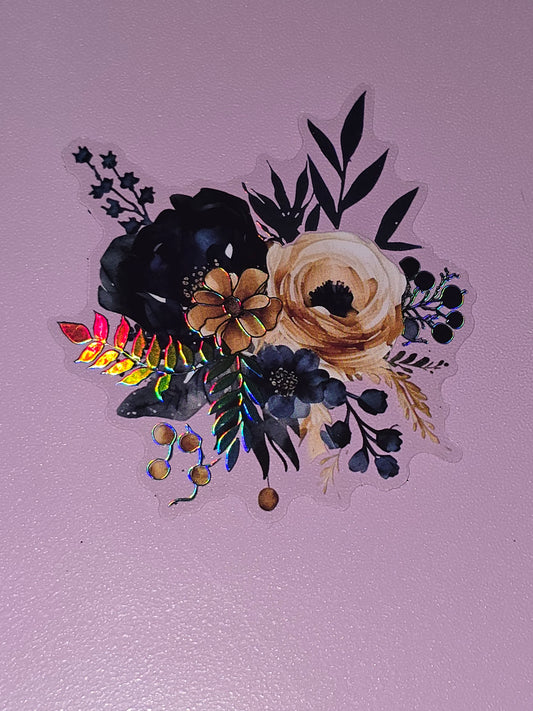 Floral holographic medium clear UV DTF