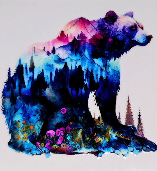 Abstract scenery bear medium clear UV DTF