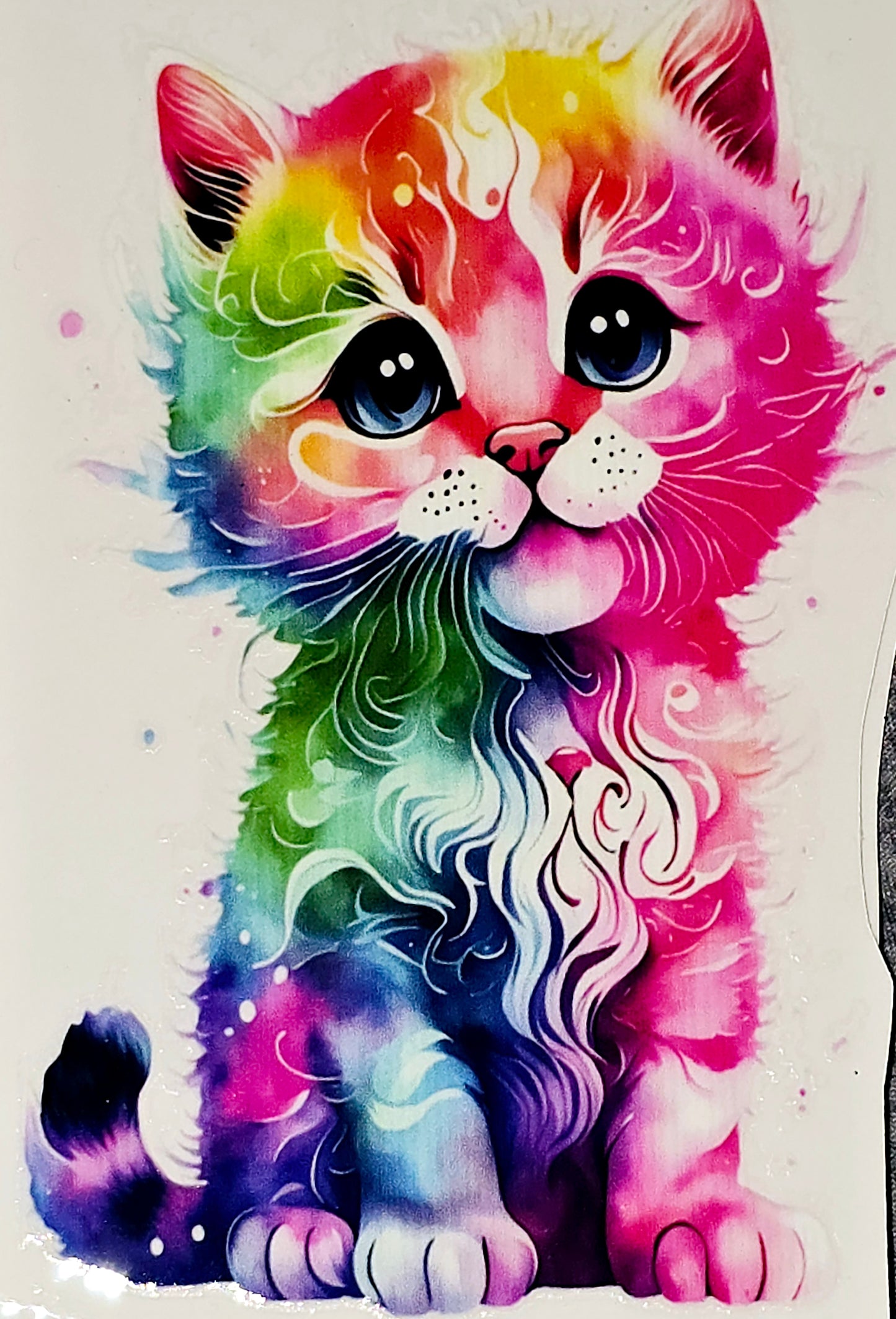 Cat abstract, watercolor large clear UV DTF