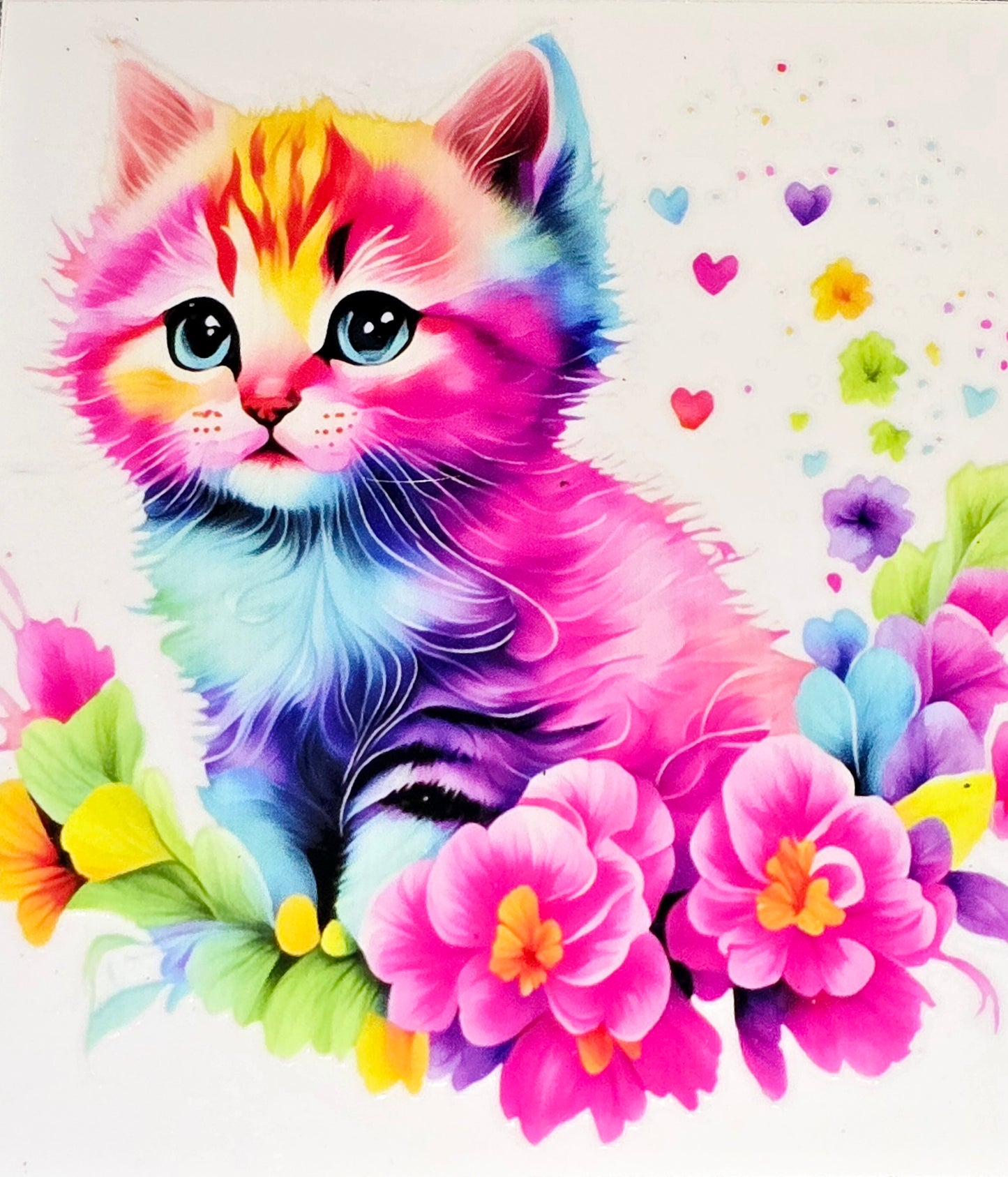 Cat abstract, watercolor large clear UV DTF