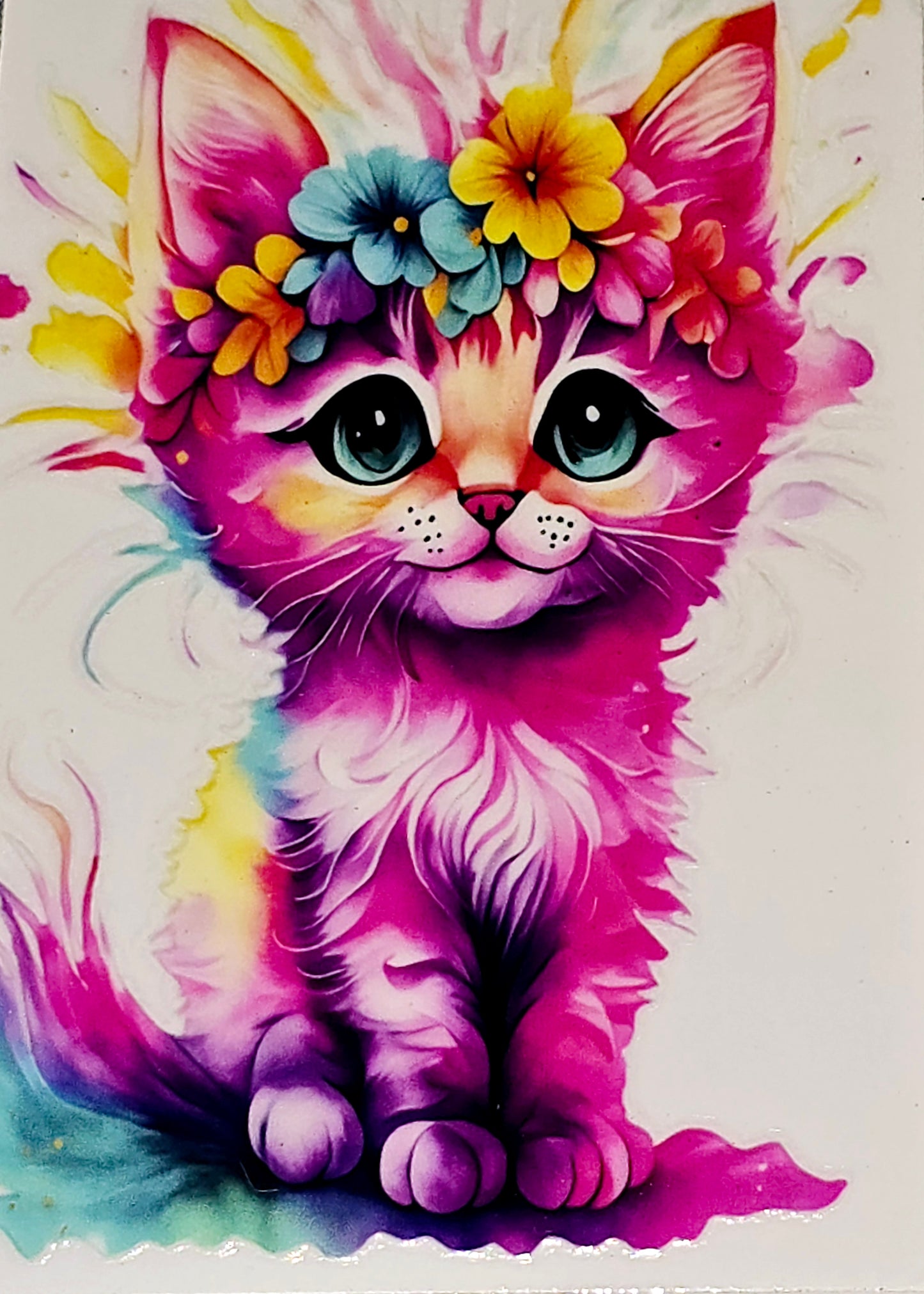 Cat abstract, watercolor large clear UV DTF