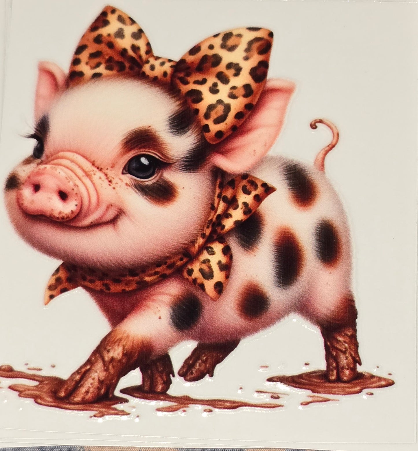 Lil piggies medium clear UV DTF
