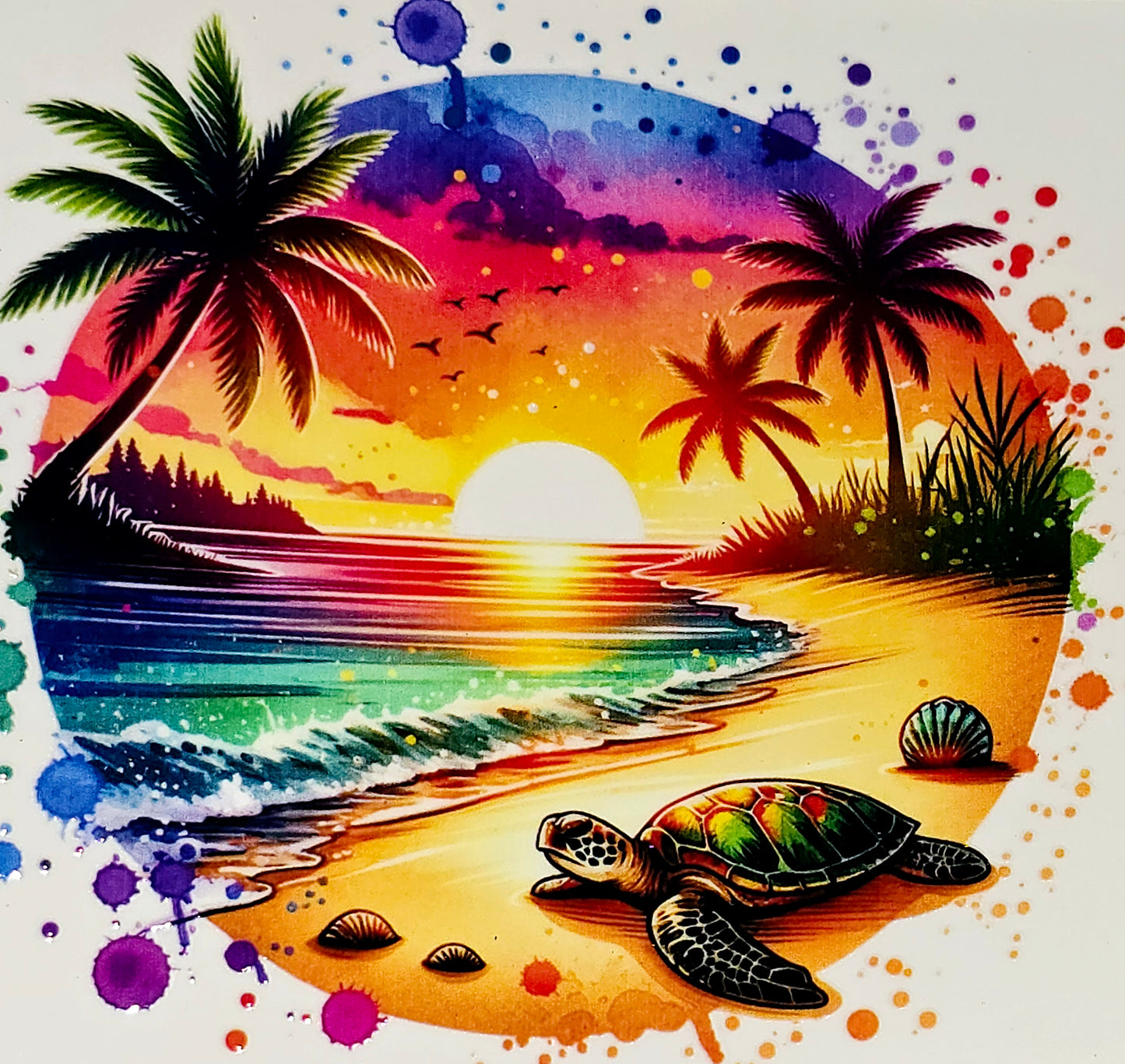 Sunset beach xl clear UV DTF