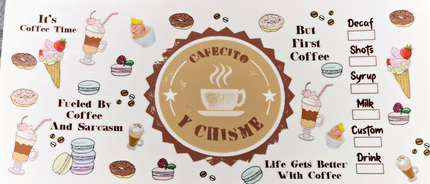 Coffee 16 oz clear UV DTF wraps