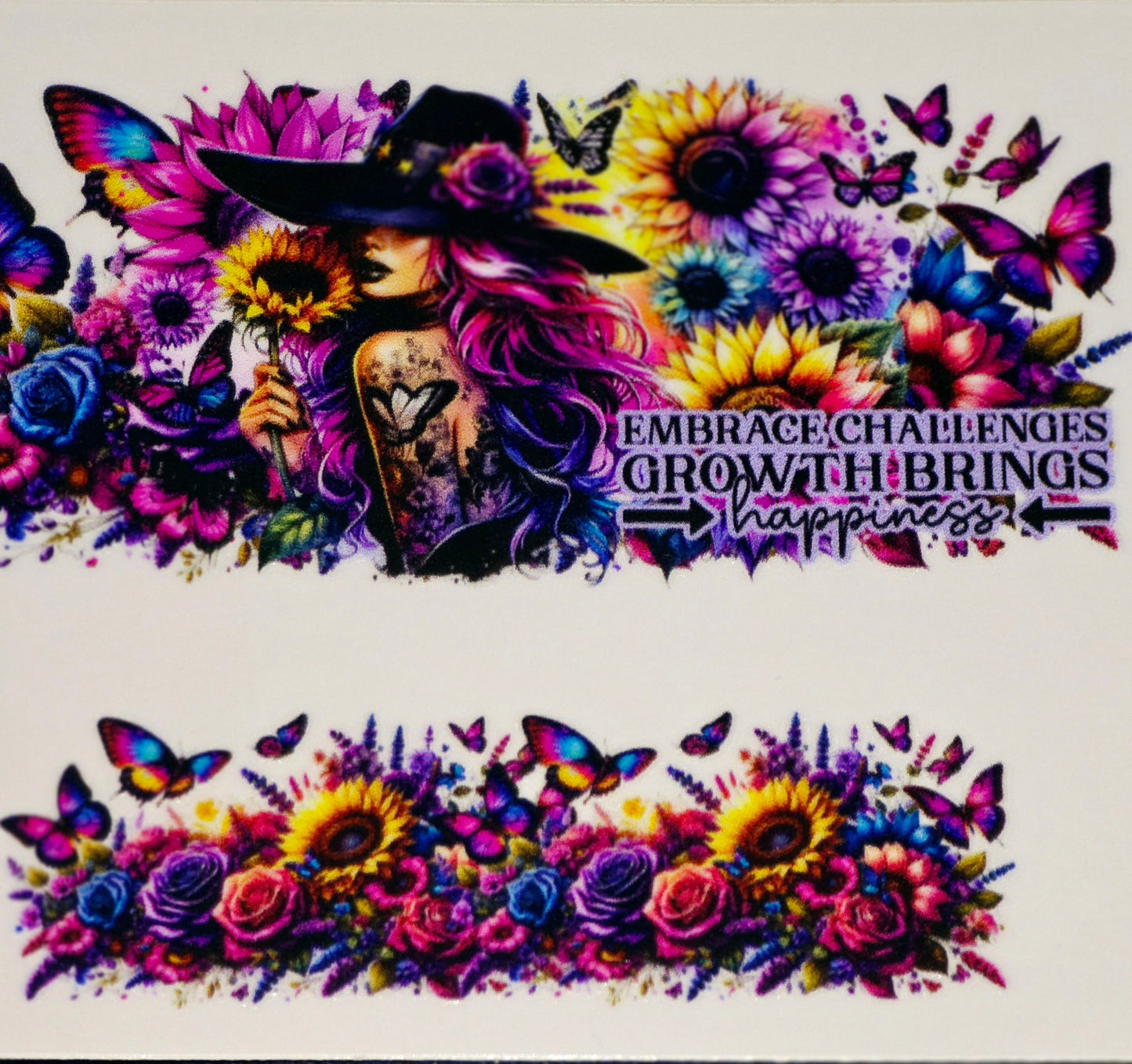 Floral women affirmation mini tumbler clear UV DTF wraps