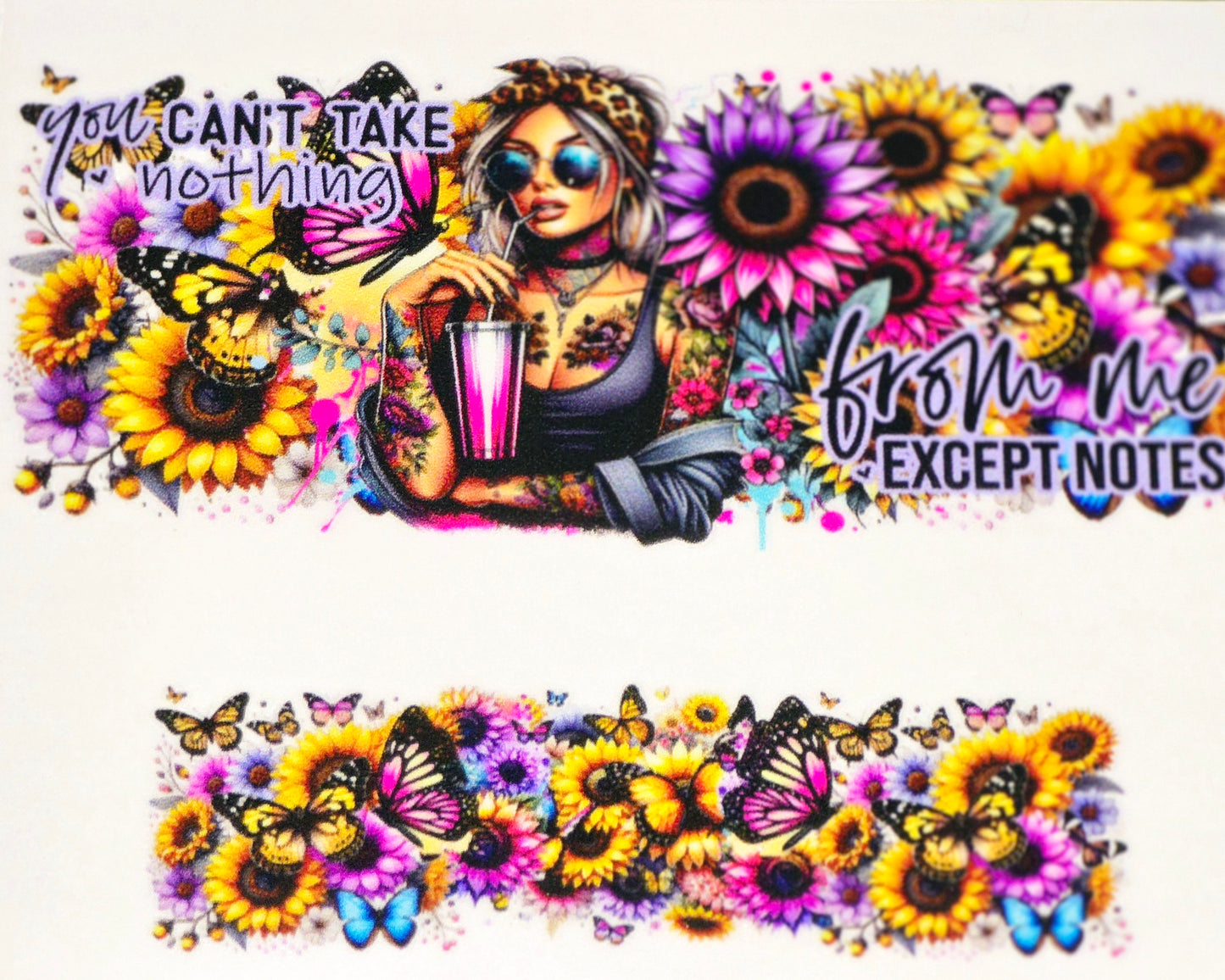 Floral women affirmation mini tumbler clear UV DTF wraps