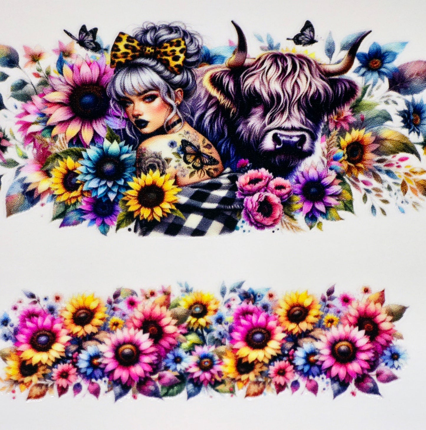 Floral women affirmation mini tumbler clear UV DTF wraps