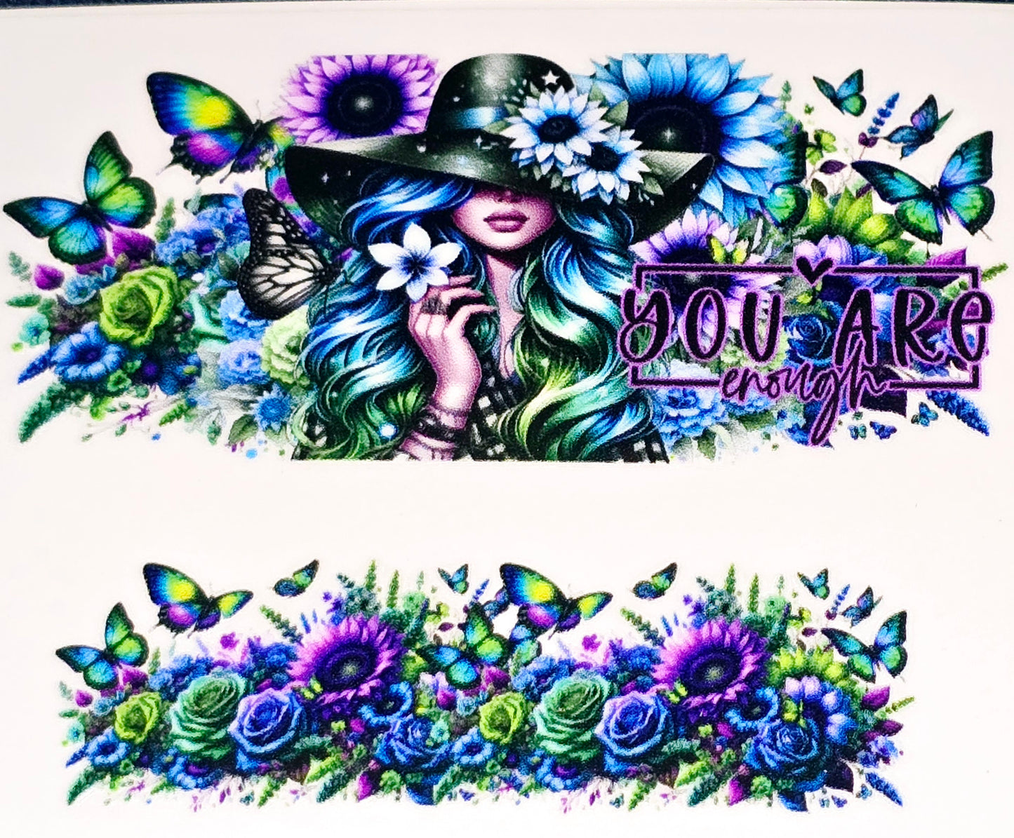 Floral women affirmation mini tumbler clear UV DTF wraps
