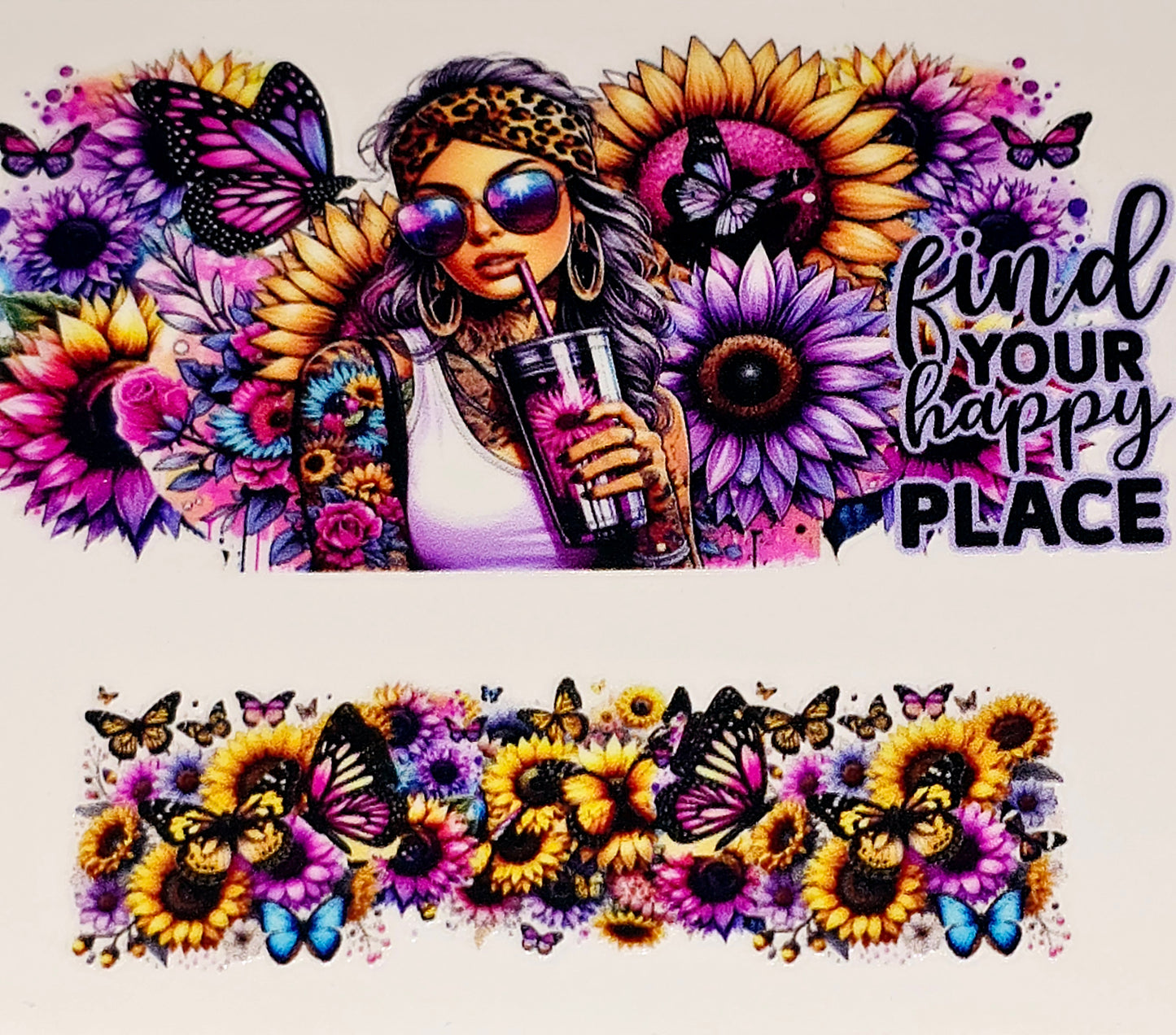 Floral women affirmation mini tumbler clear UV DTF wraps