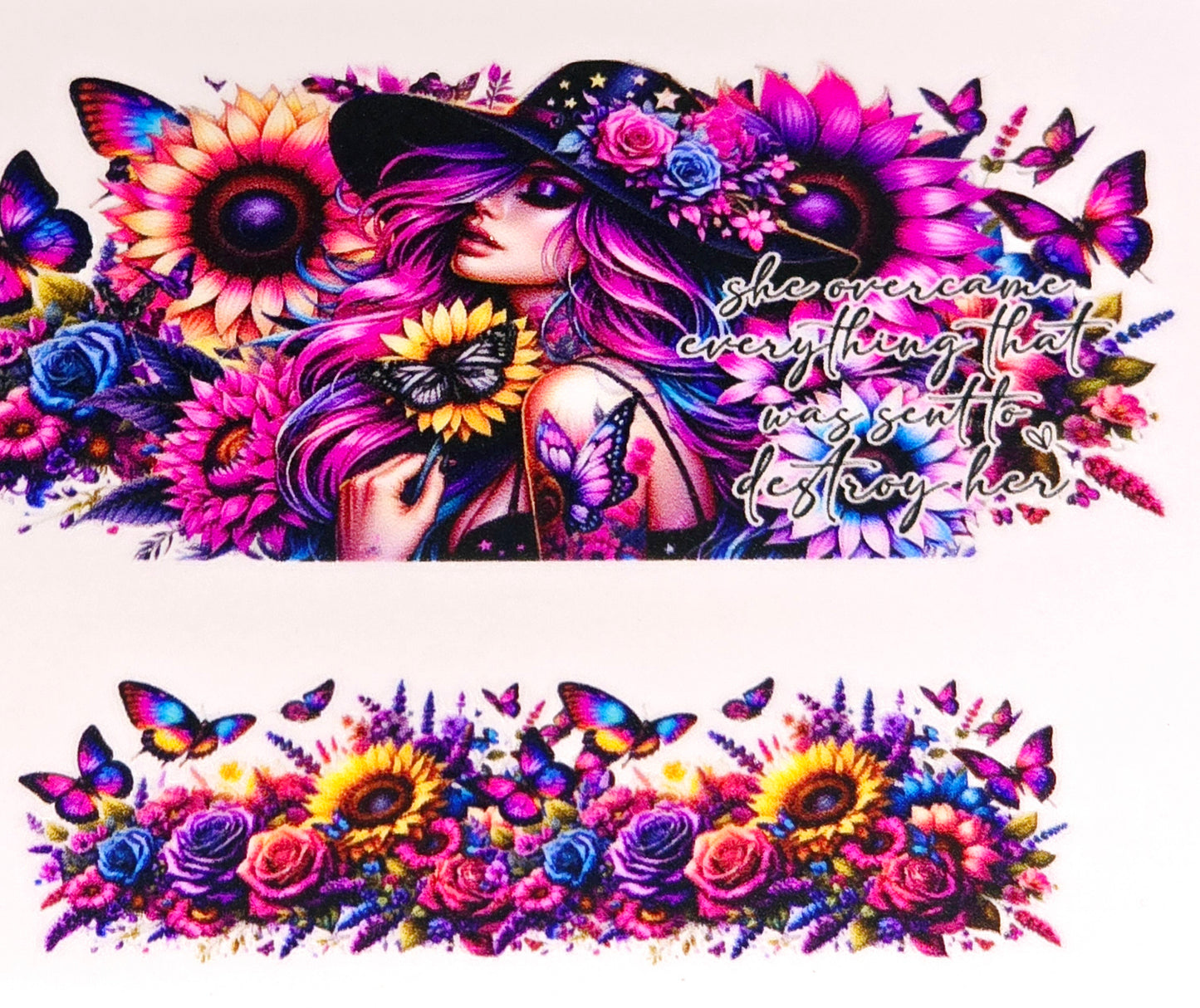 Floral women affirmation mini tumbler clear UV DTF wraps