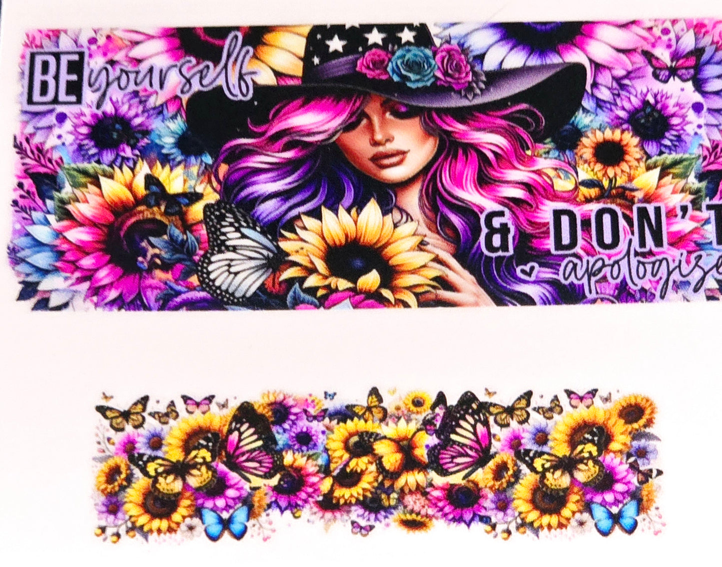 Floral women affirmation mini tumbler clear UV DTF wraps