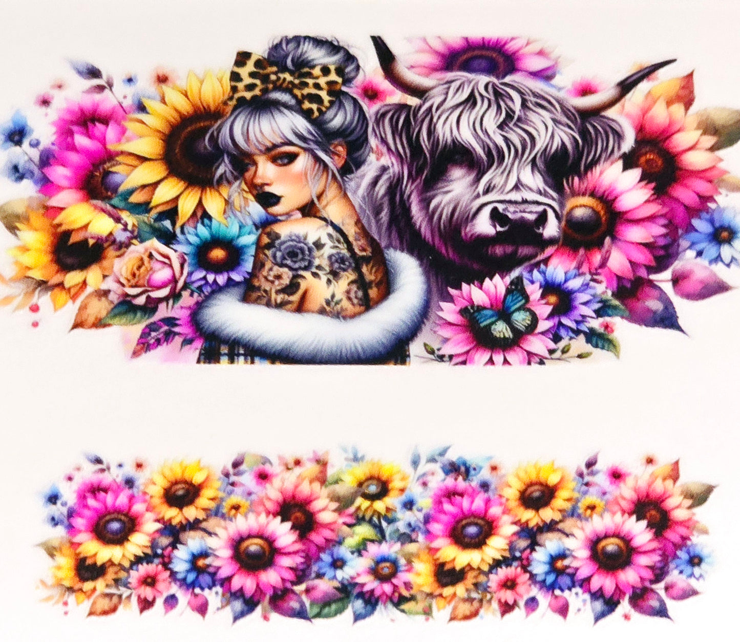 Floral women affirmation mini tumbler clear UV DTF wraps