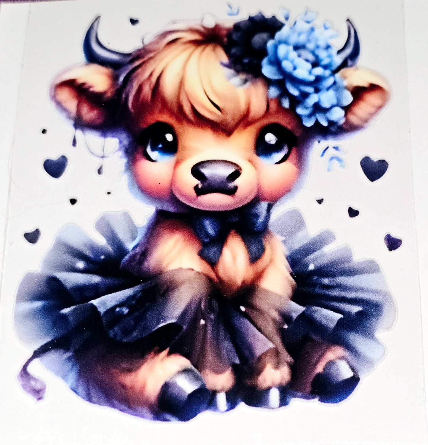 Large fluffy cows in tu-tu's clear UV DTF