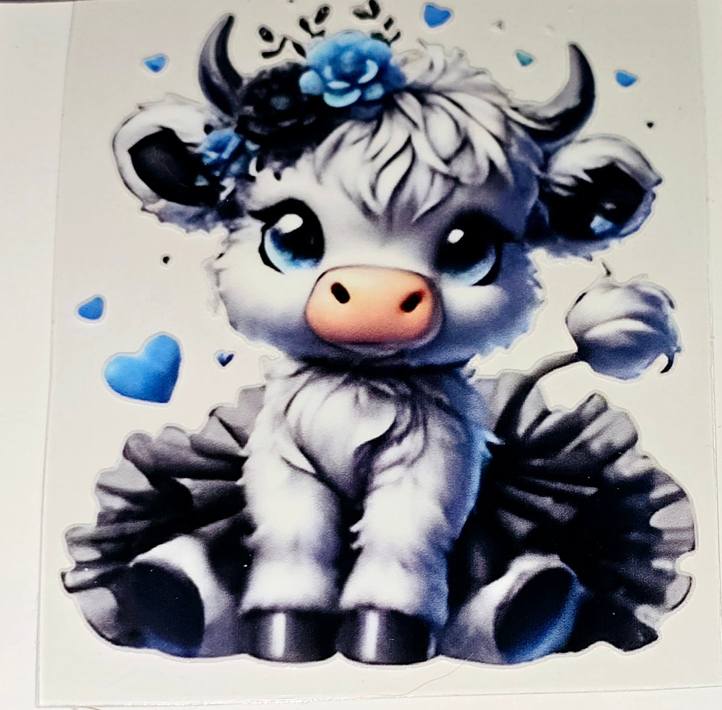 Large fluffy cows in tu-tu's clear UV DTF
