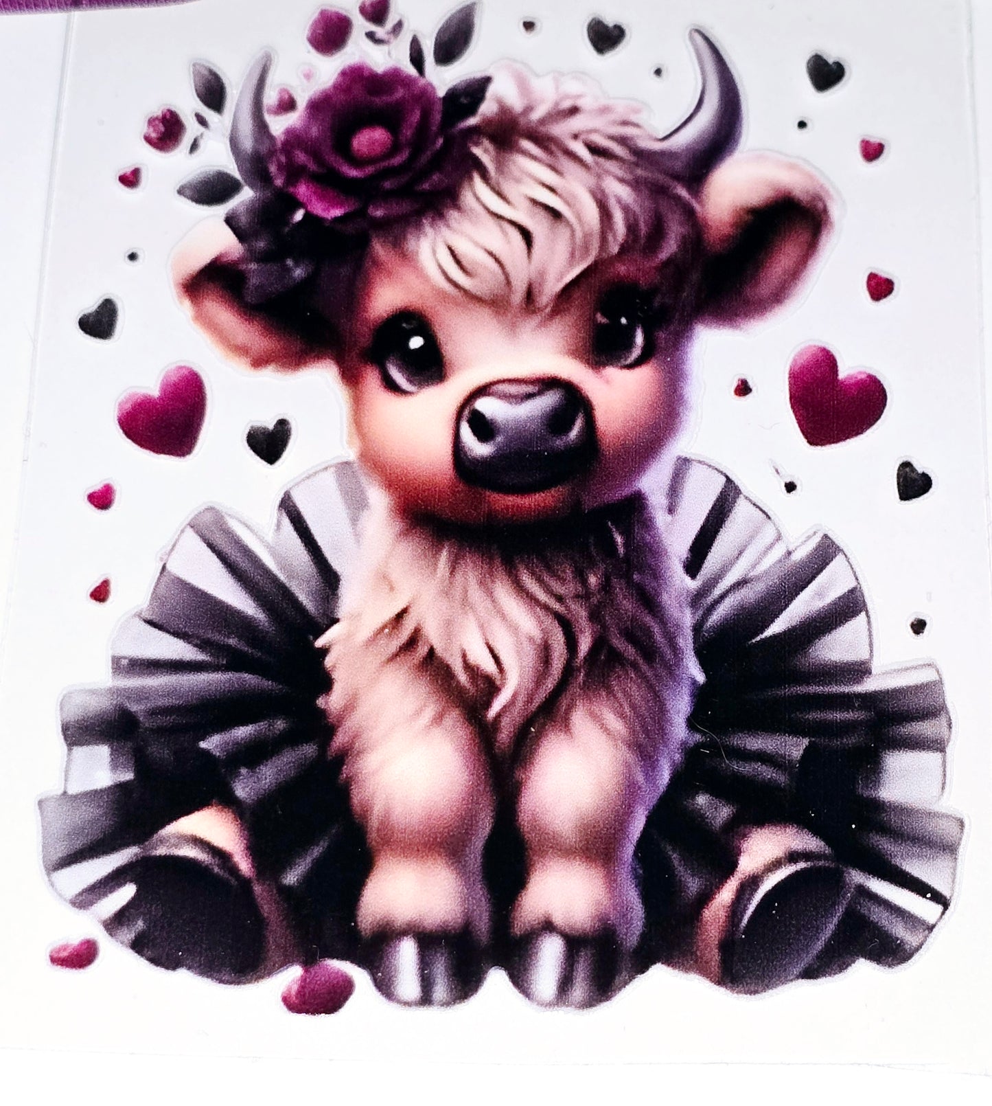 Large fluffy cows in tu-tu's clear UV DTF