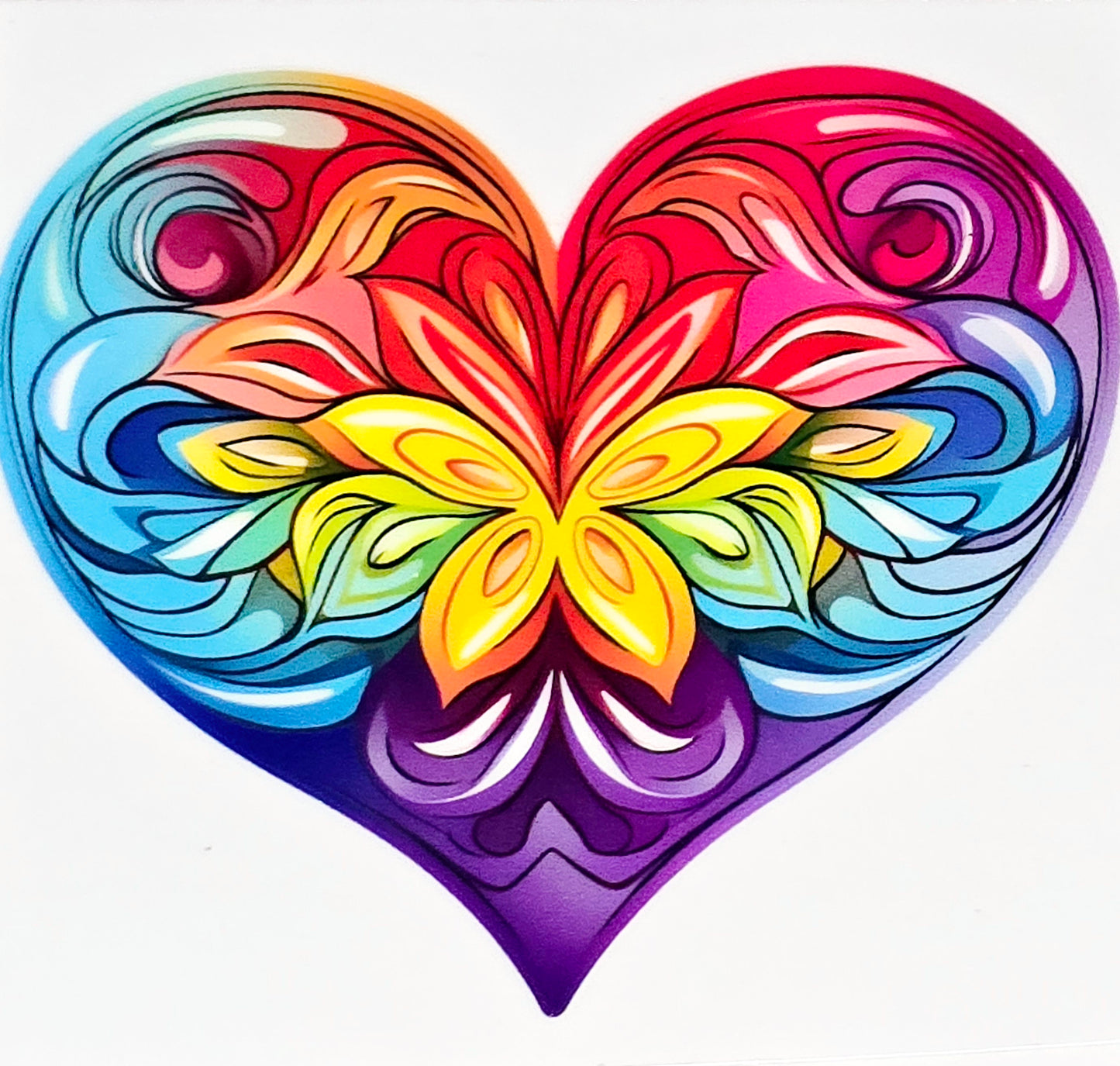 Artistic designs rainbow hearts medium clear UV DTF