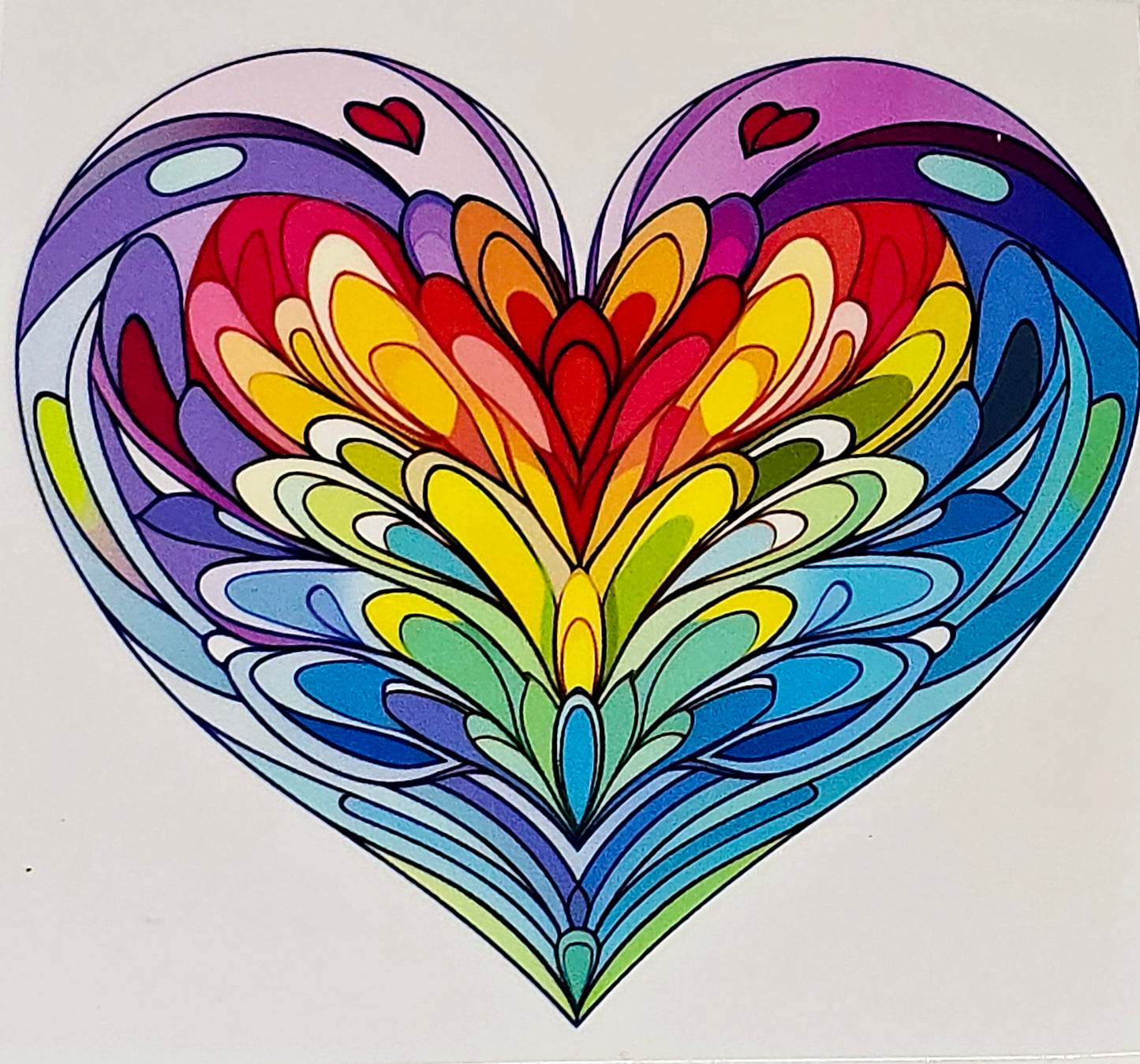 Artistic designs rainbow hearts medium clear UV DTF