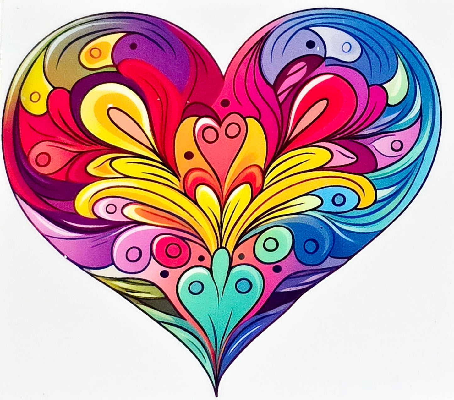Artistic designs rainbow hearts medium clear UV DTF