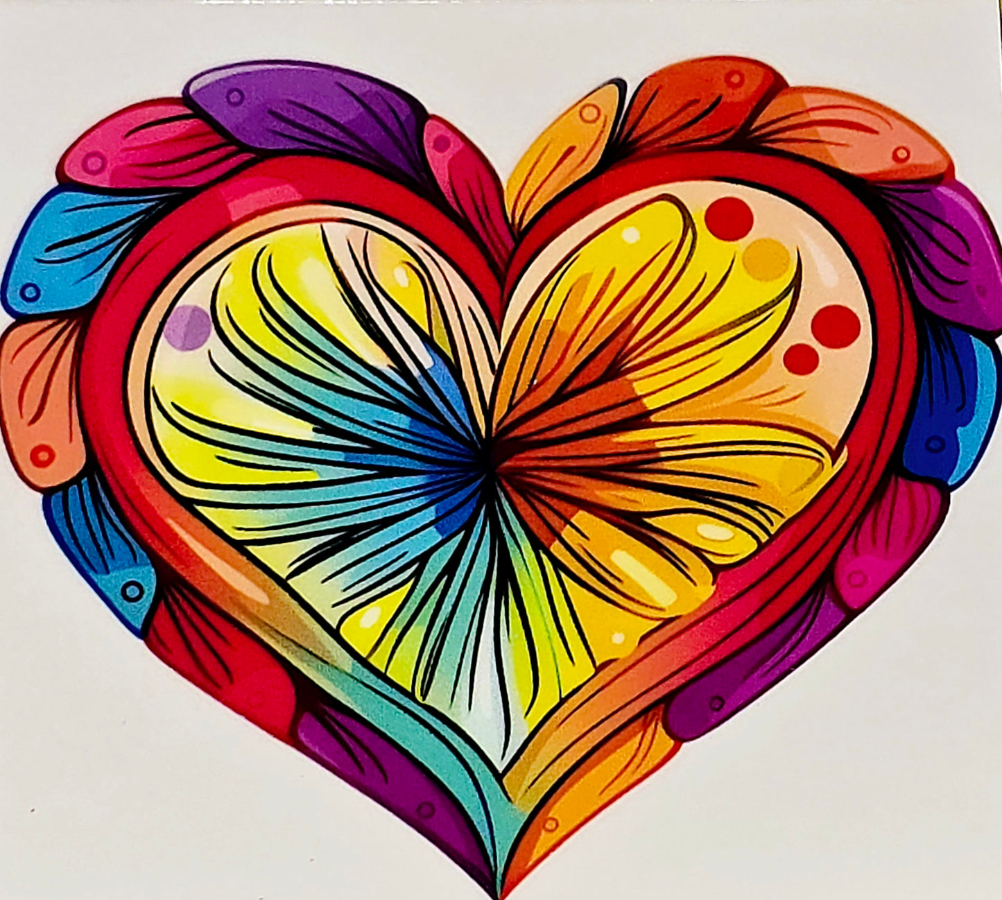 Artistic designs rainbow hearts medium clear UV DTF