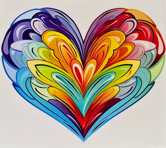 Artistic designs rainbow hearts medium clear UV DTF