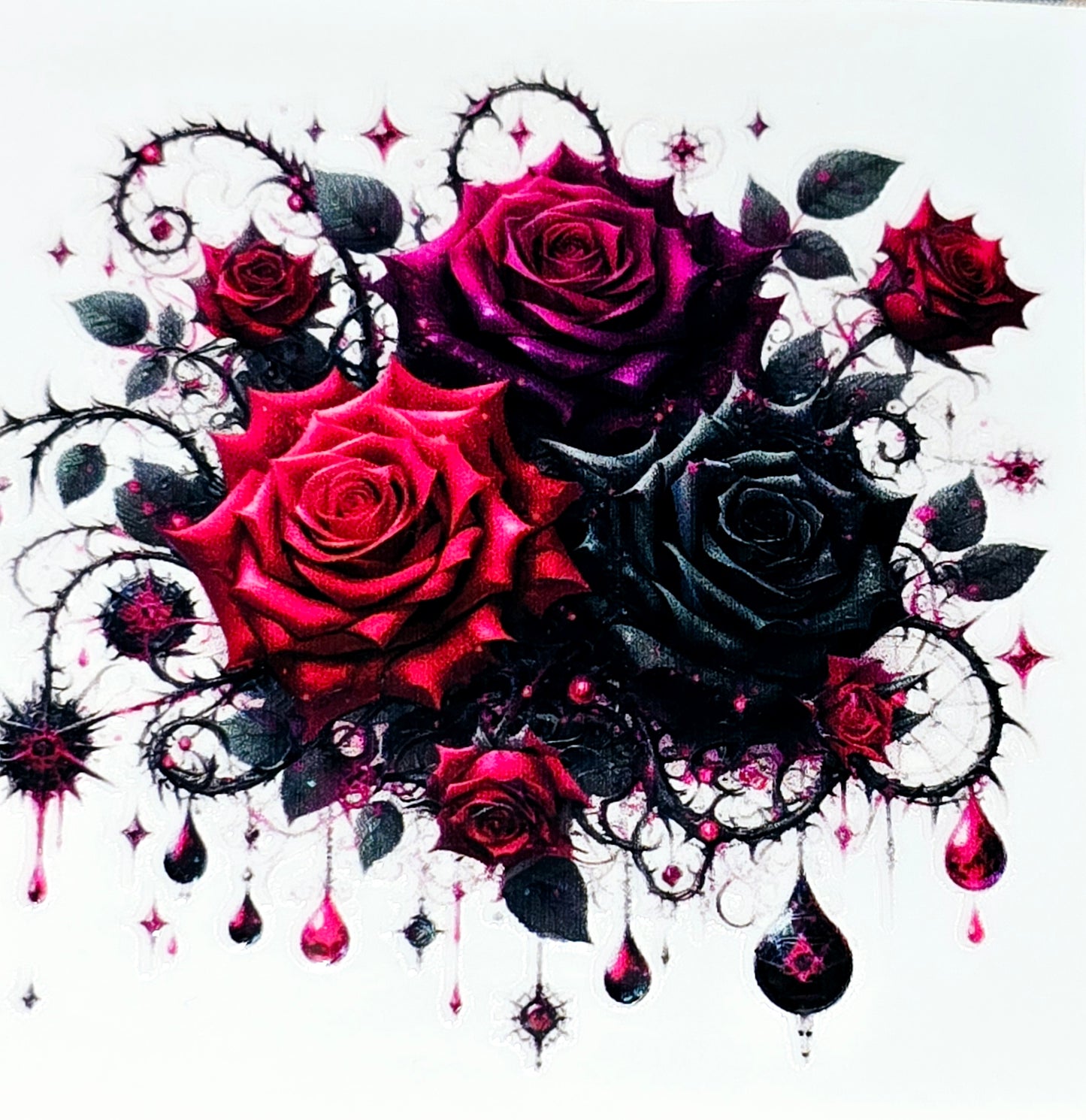 Dark floral clear UVDTF