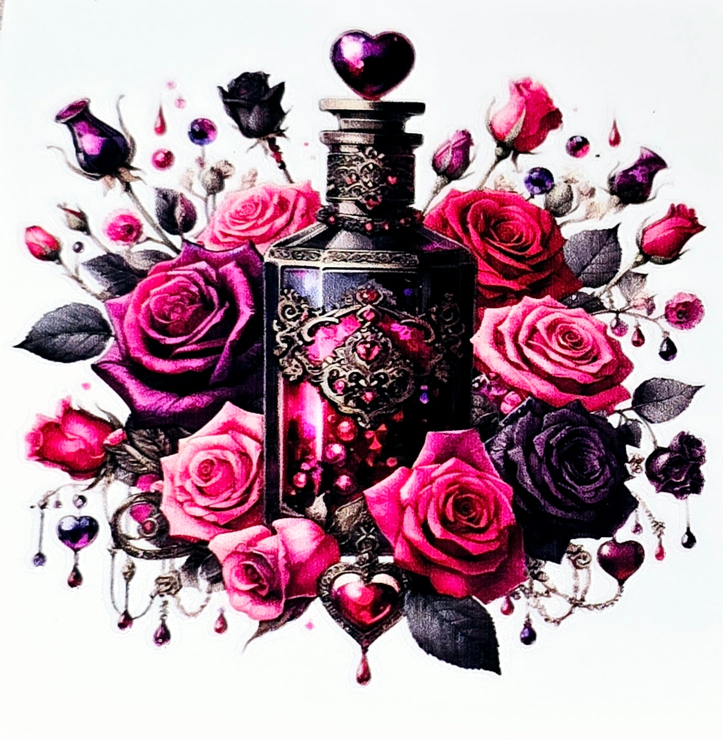 Dark floral clear UVDTF