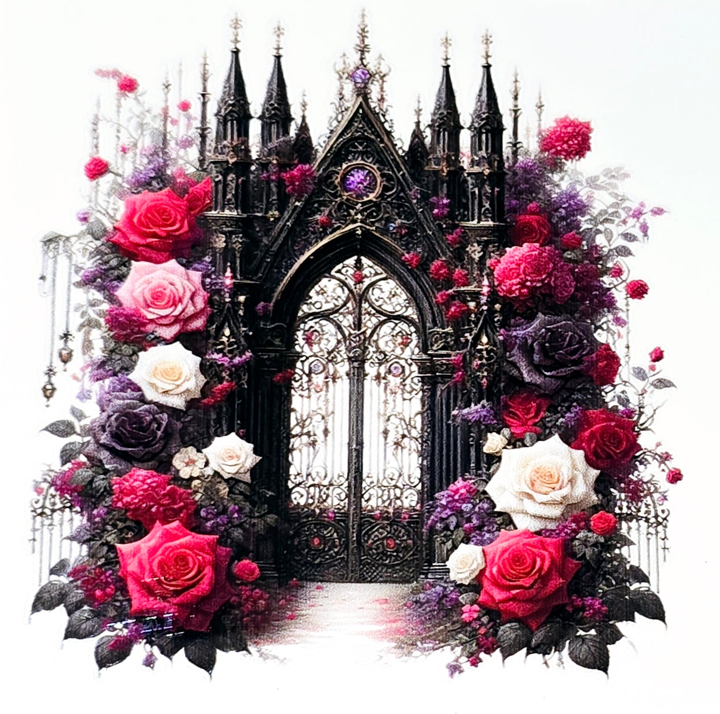Dark floral clear UVDTF