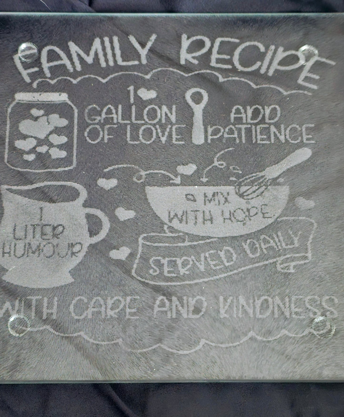 Family recipe glass trivet