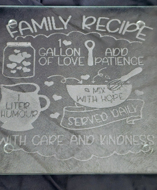 Family recipe glass trivet