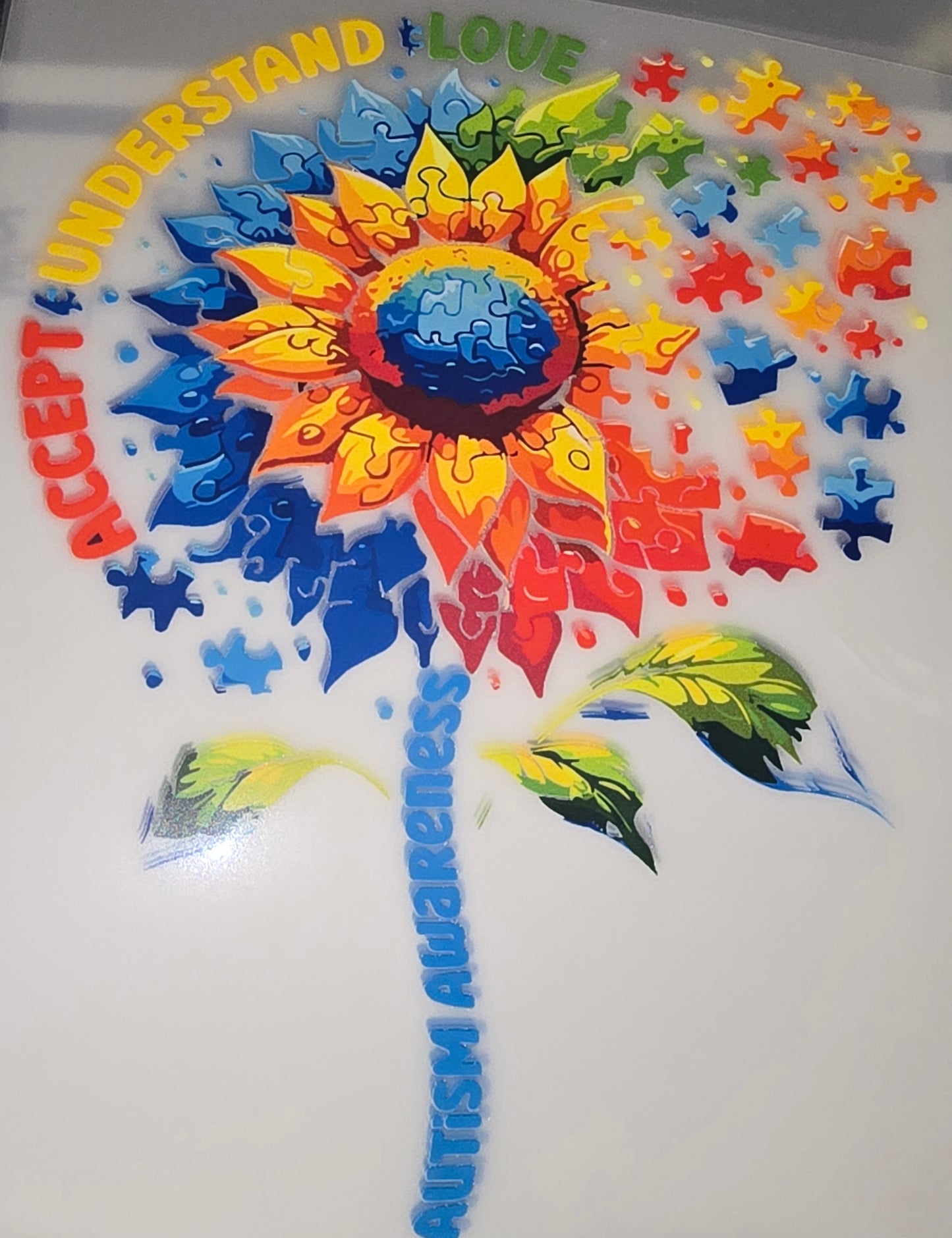 Autism awareness flower DTF iron on