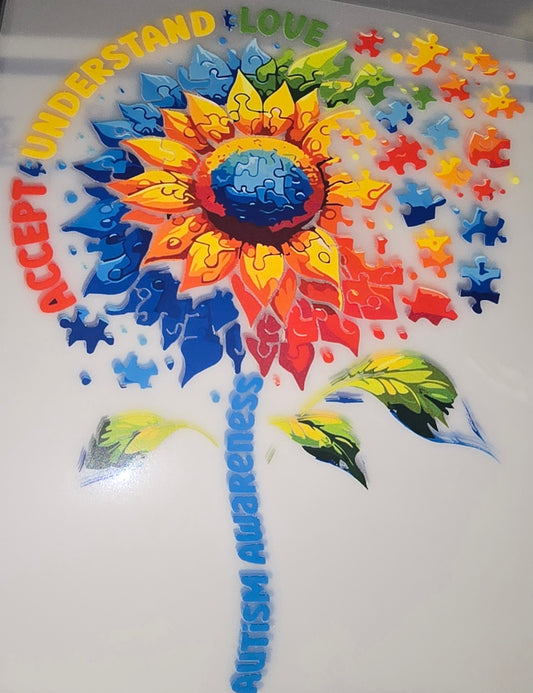Autism awareness flower DTF iron on