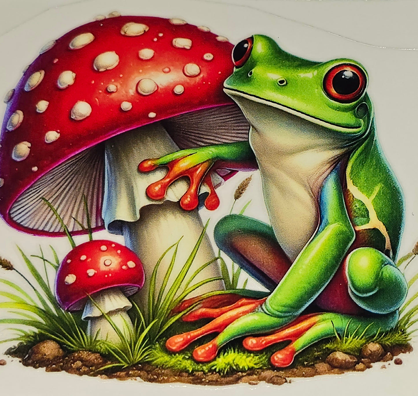 Lil froggie & mushrooms clear UV DTF
