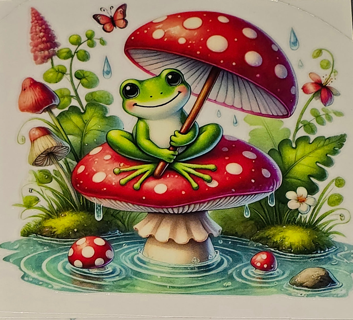Lil froggie & mushrooms clear UV DTF