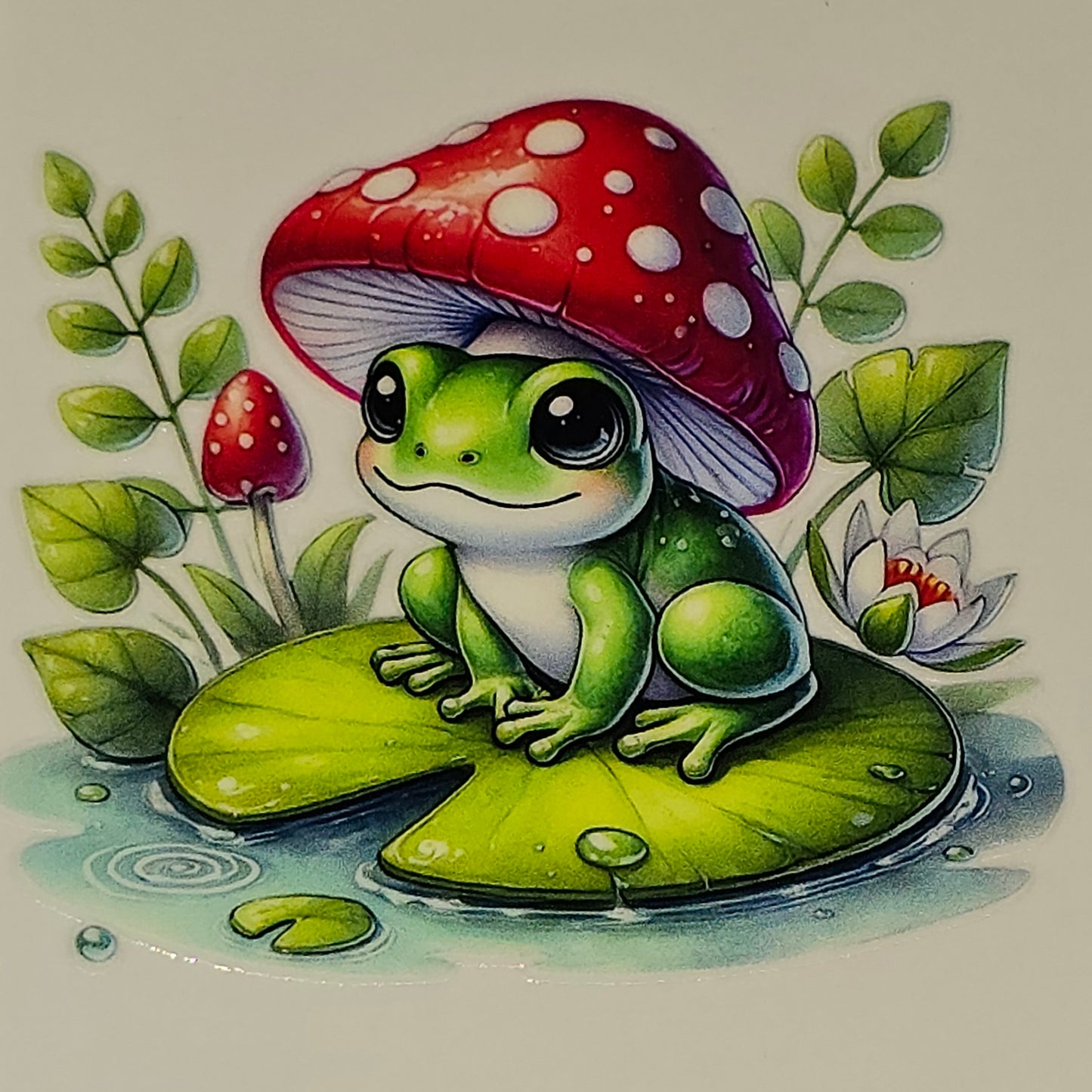 Lil froggie & mushrooms clear UV DTF