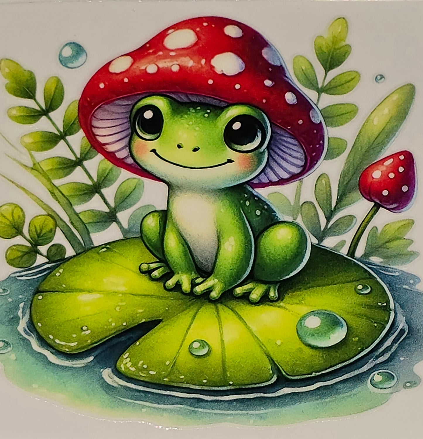 Lil froggie & mushrooms clear UV DTF