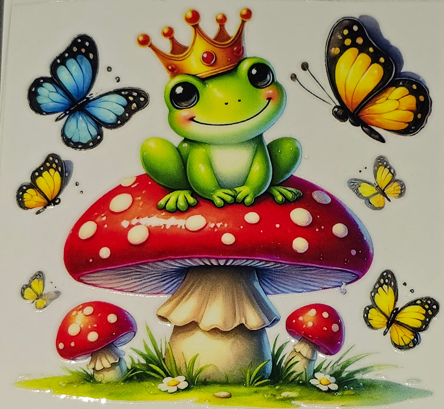 Lil froggie & mushrooms clear UV DTF