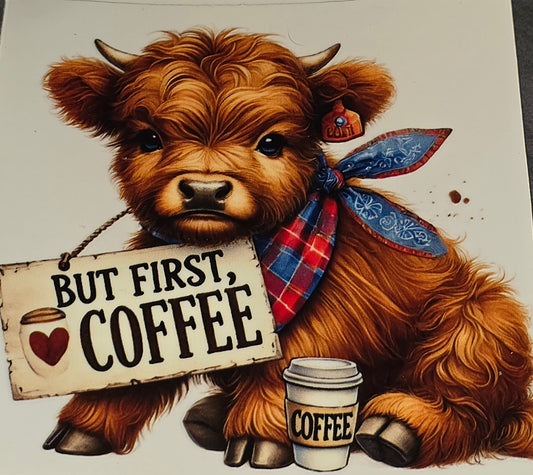 Coffee mocha cows clear UV DTF