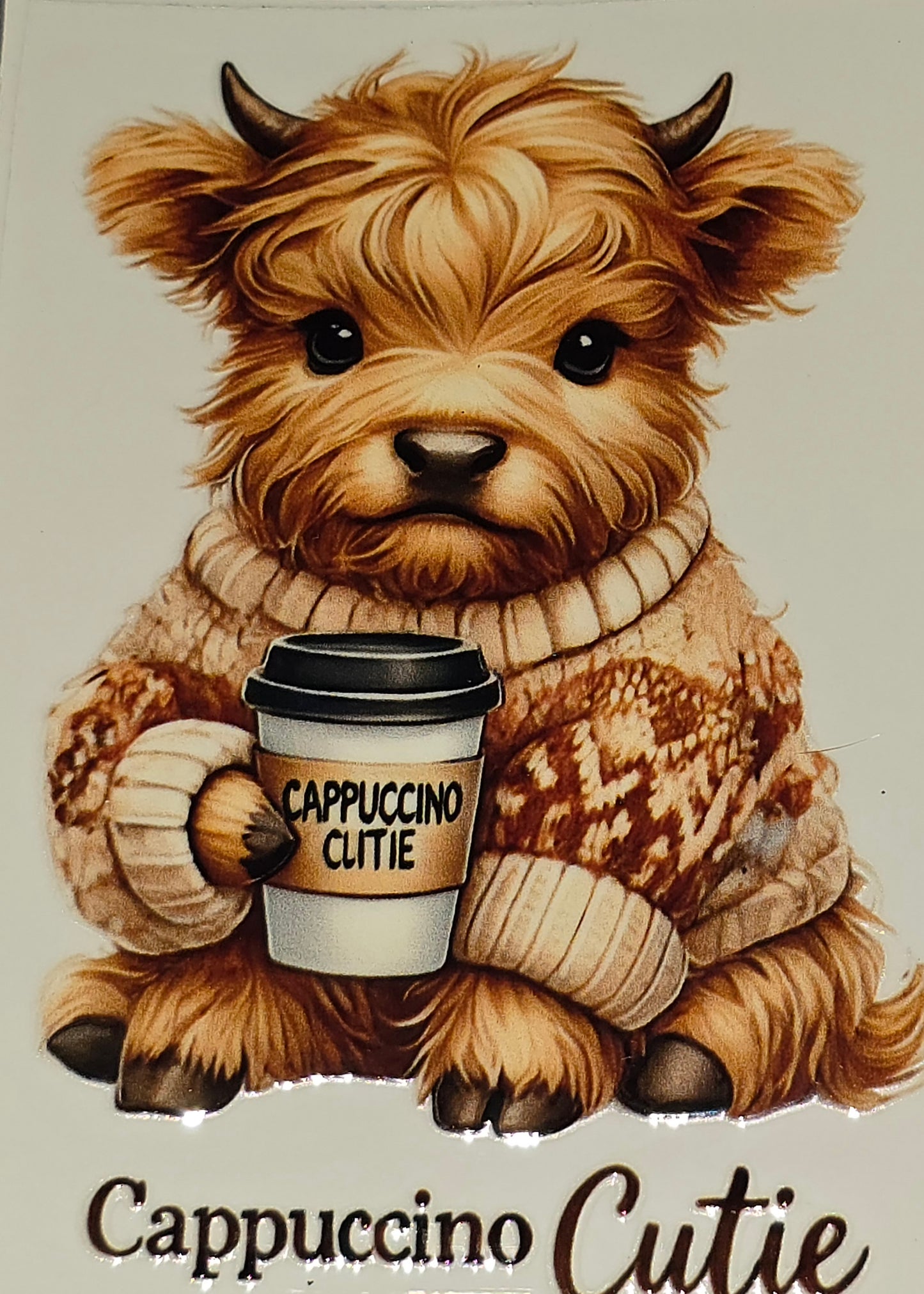 Coffee mocha cows clear UV DTF