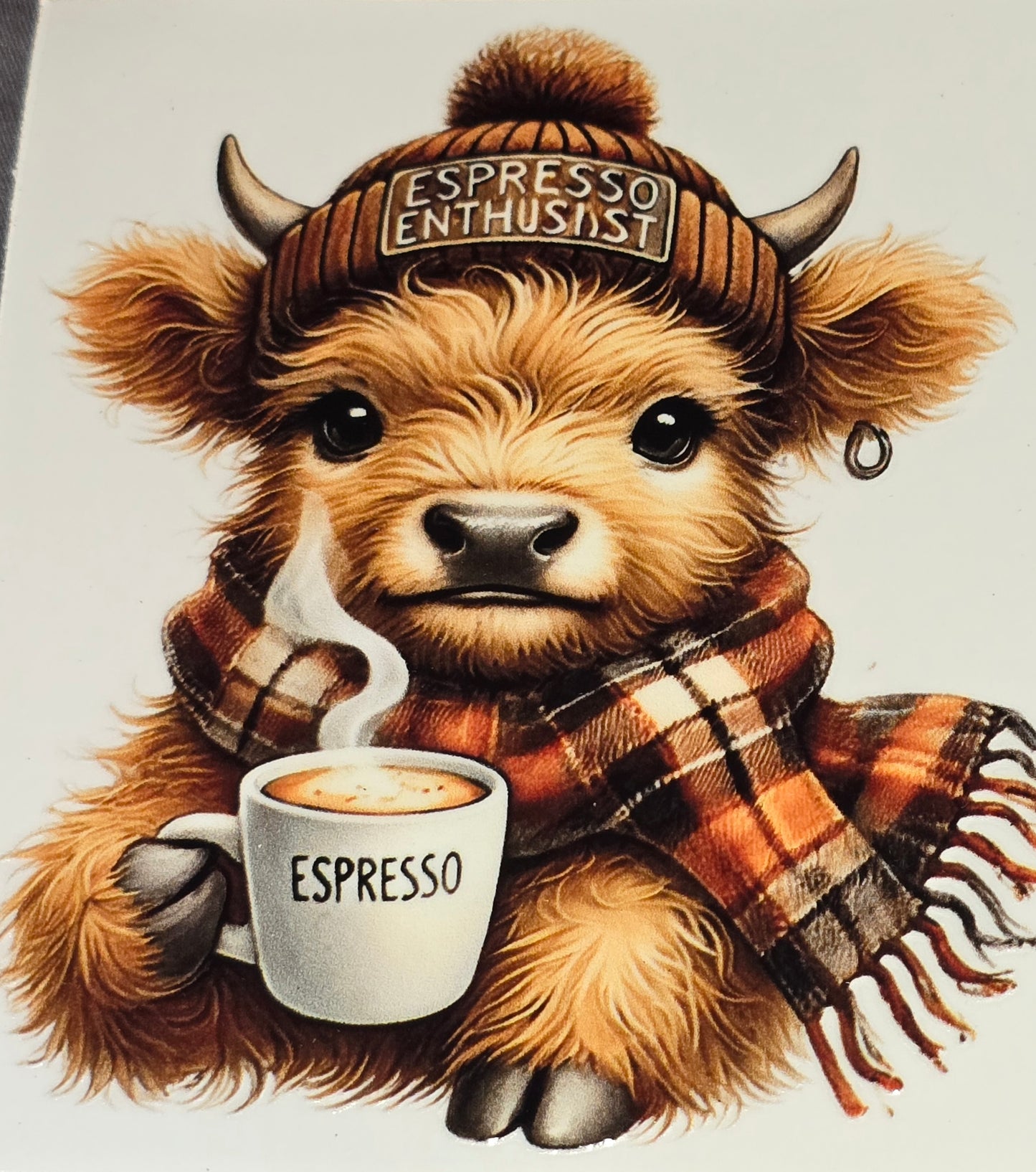 Coffee mocha cows clear UV DTF