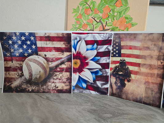 Patriotic set of three 20 oz vinyl wraps