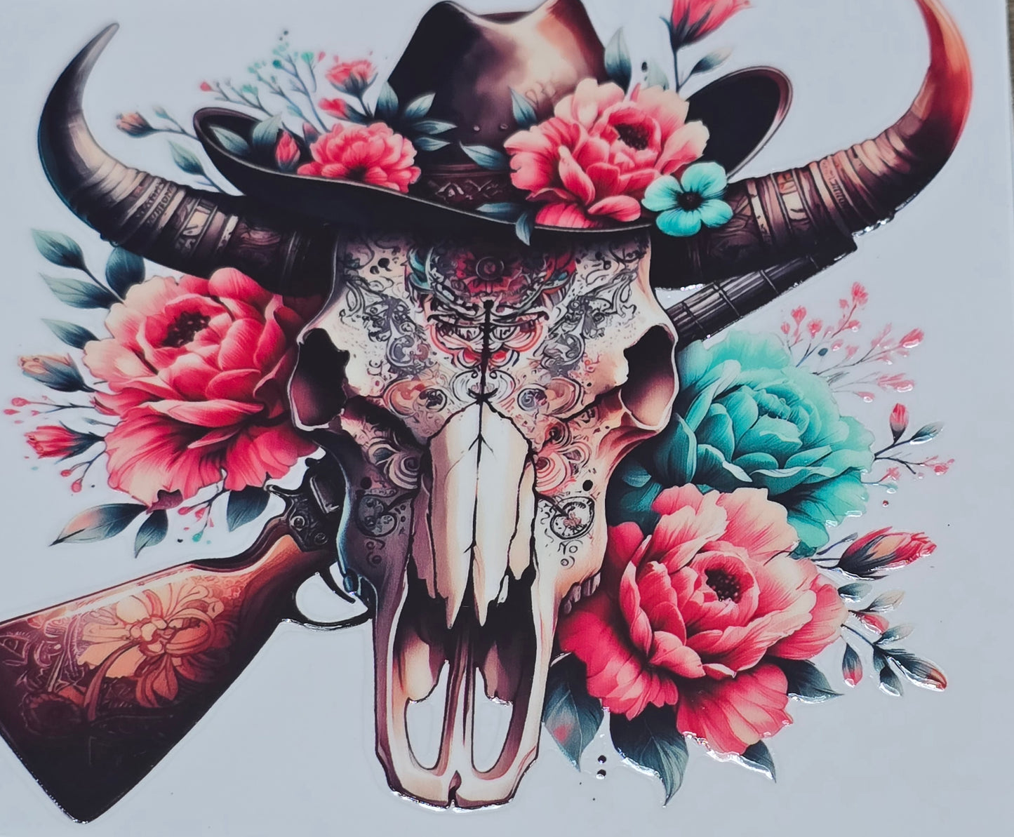 Western bull skulls XL UVDTF