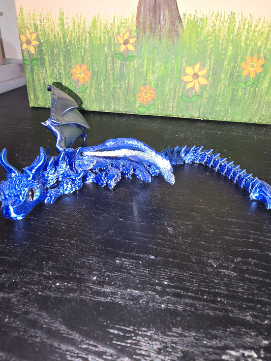 Blue/silver winged dragon
